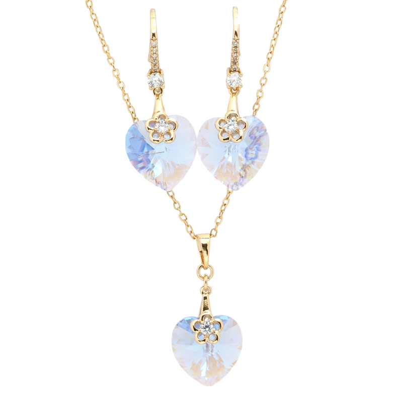 Набор Xuping цвет 18K с кр-ми Swarovski Серьги Кулон на цепочке Сердечки Ocean Delite длина 40-45см фото №13