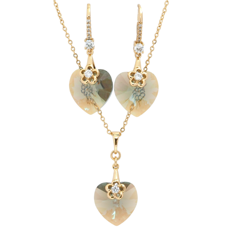 Набір Xuping колір 18K з кр-ми Swarovski Сережки Кулон на ланцюжку Сердечки Ochre Delite довжина 40-45см фото №2