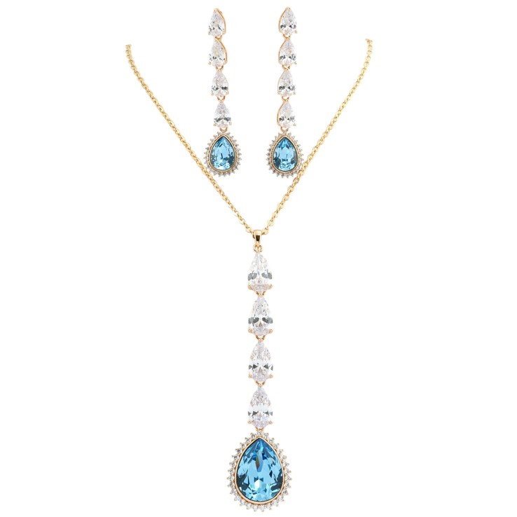 Набір Xuping колір 18K з кр-ми Swarovski Сережки Кулон на ланцюжку Кристали Aquamarin довжина 41-46см фото №10