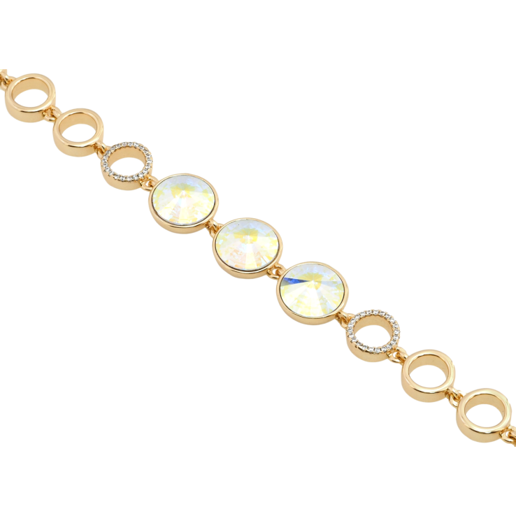 Браслет Xuping цвет 18K с кр-ми Swarovski Три кристалла АВ с доп.замком 17.5,19.5см х 9мм фото №5