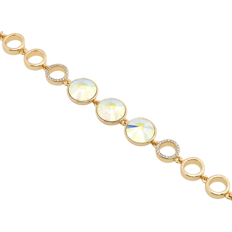 Браслет Xuping цвет 18K с кр-ми Swarovski Три кристалла АВ с доп.замком 17.5,19.5см х 9мм фото №1