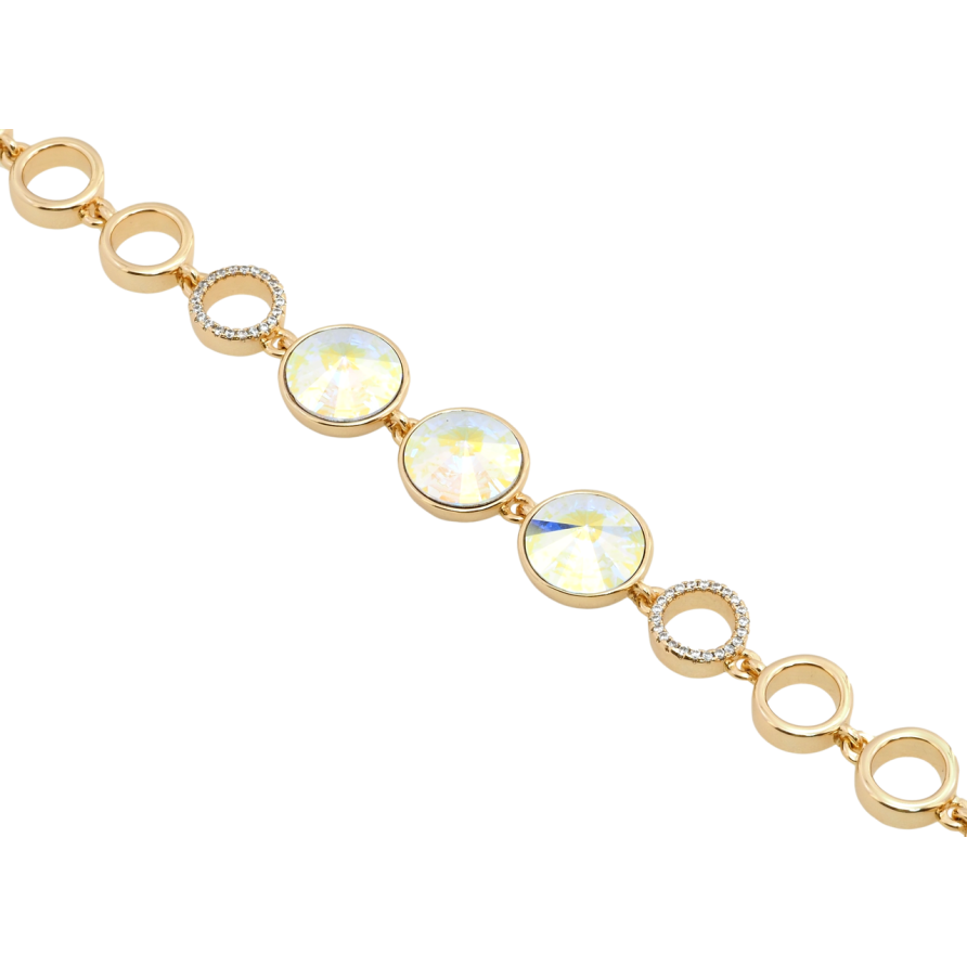 Браслет Xuping цвет 18K с кр-ми Swarovski Три кристалла АВ с доп.замком 17.5,19.5см х 9мм фото №1