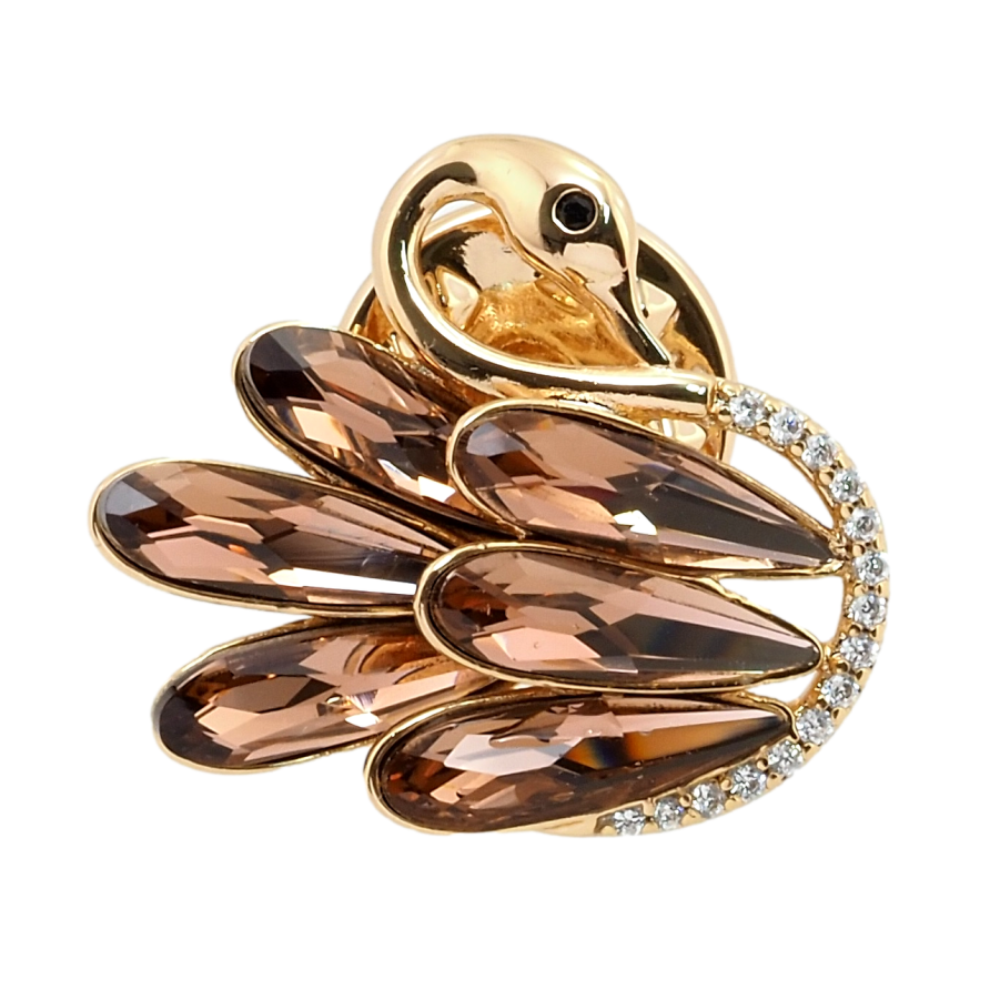 Брошка Xuping колір 18K із кристалами Swarovski Лебідь із кристалами Blush Rose фото №1