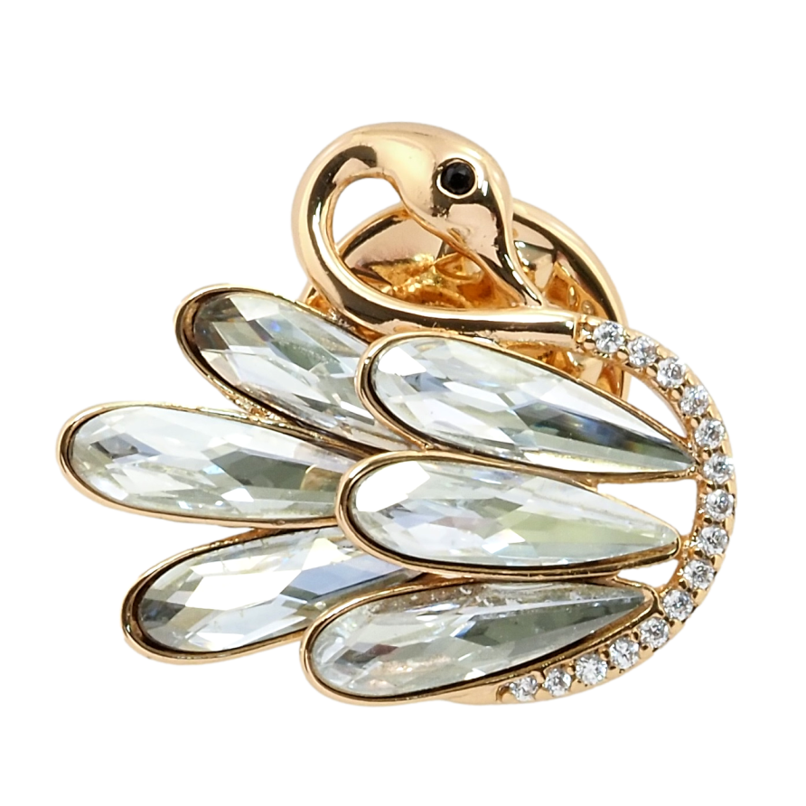 Брошка Xuping колір 18K із кристалами Swarovski Лебідь із кристалами Moonlight фото №1