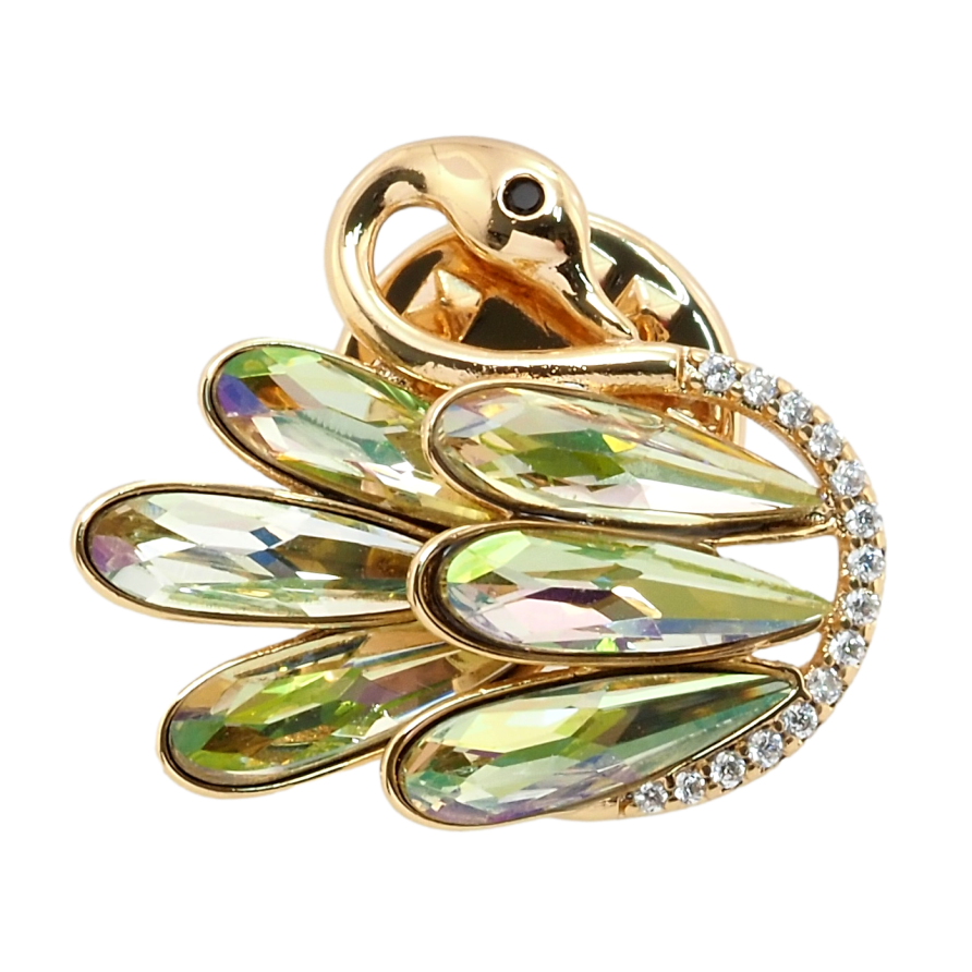Брошка Xuping колір 18K із кристалами Swarovski Лебідь із кристалами Vitrail Light фото №1