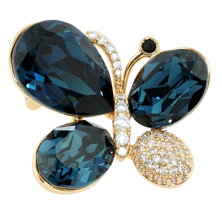 Брошка-кулон Xuping колір 18K з кристалами Swarovski Метелик з кристалами Montana фото №2