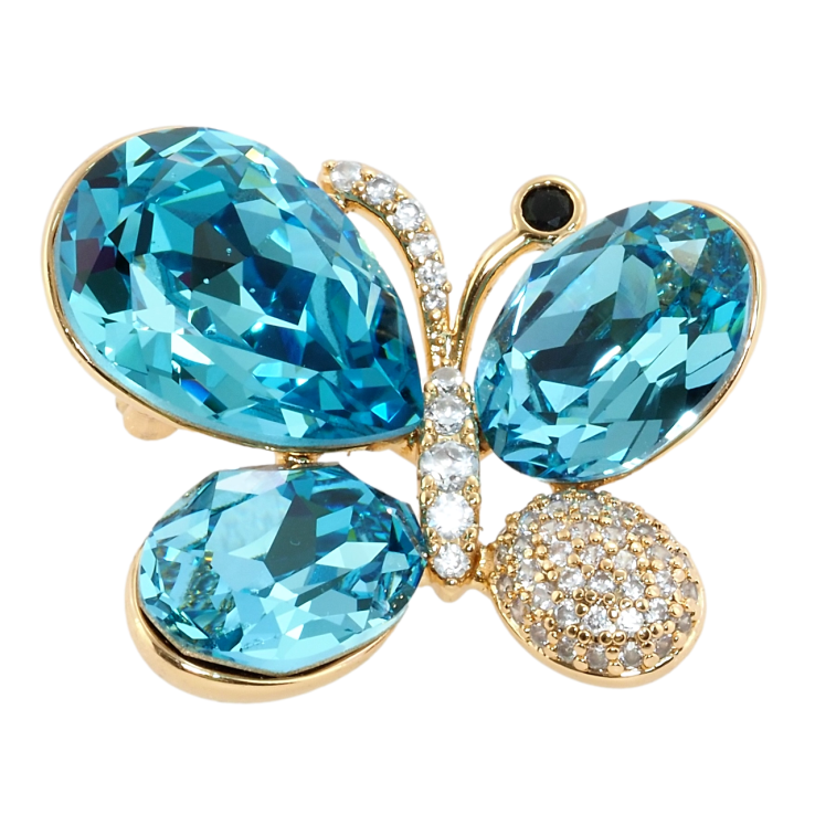 Брошка-кулон Xuping колір 18K з кристалами Swarovski Метелик з кристалами Light Turquoise фото №20