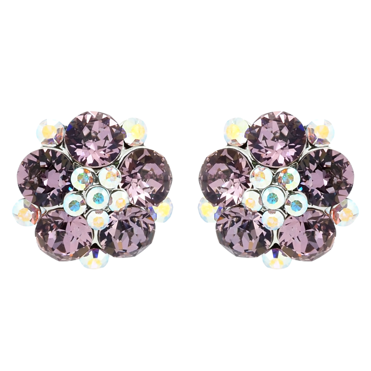 Сережки Xuping колір Родій з кристалами Swarovski пусети Квіточки з кристалами Antique та АВ фото №22