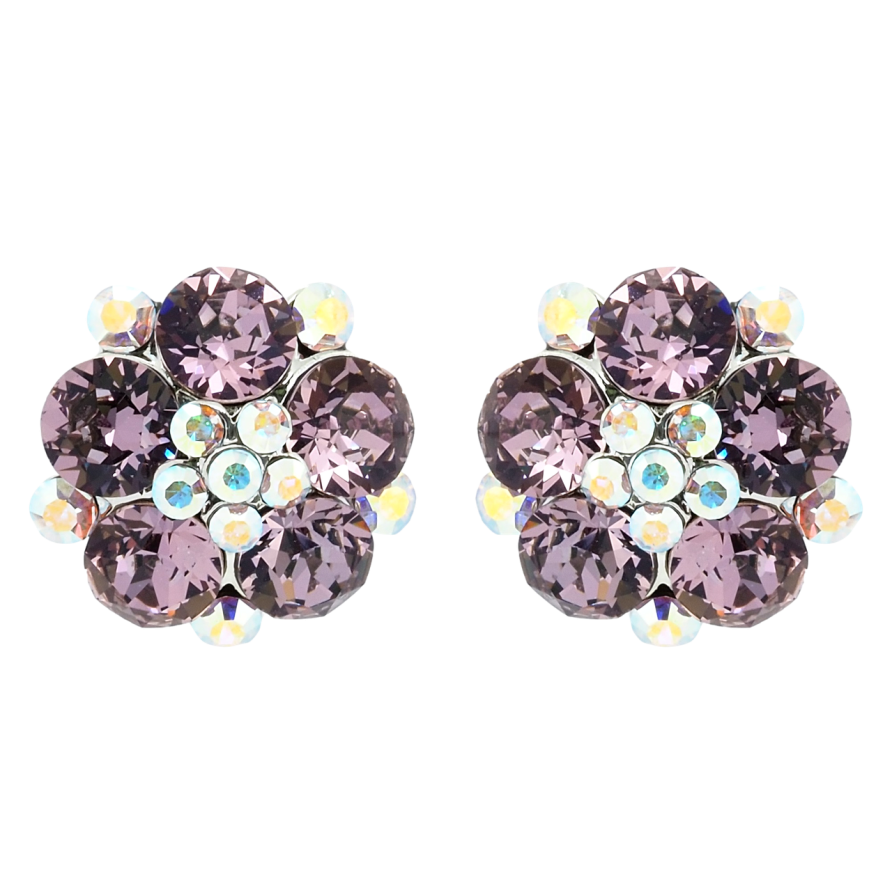 Сережки Xuping колір Родій з кристалами Swarovski пусети Квіточки з кристалами Antique та АВ фото №1