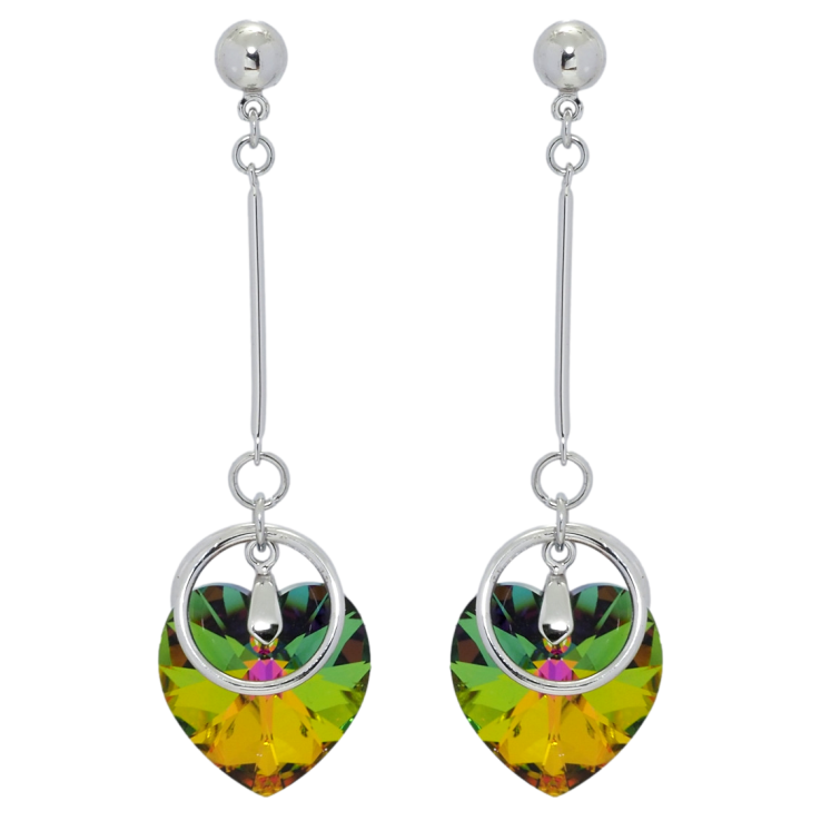 Сережки Xuping колір Родій з кристалами Swarovski пусети Підвіски з кристальними серцями Vitrail Medium фото №20