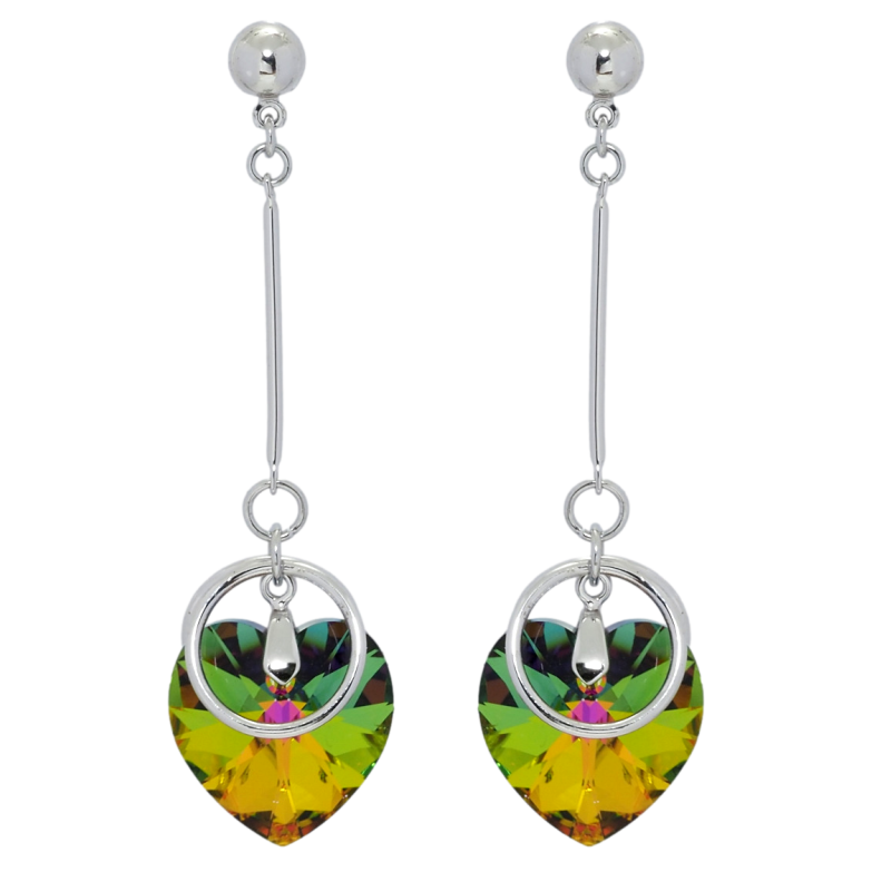 Сережки Xuping колір Родій з кристалами Swarovski пусети Підвіски з кристальними серцями Vitrail Medium фото №8