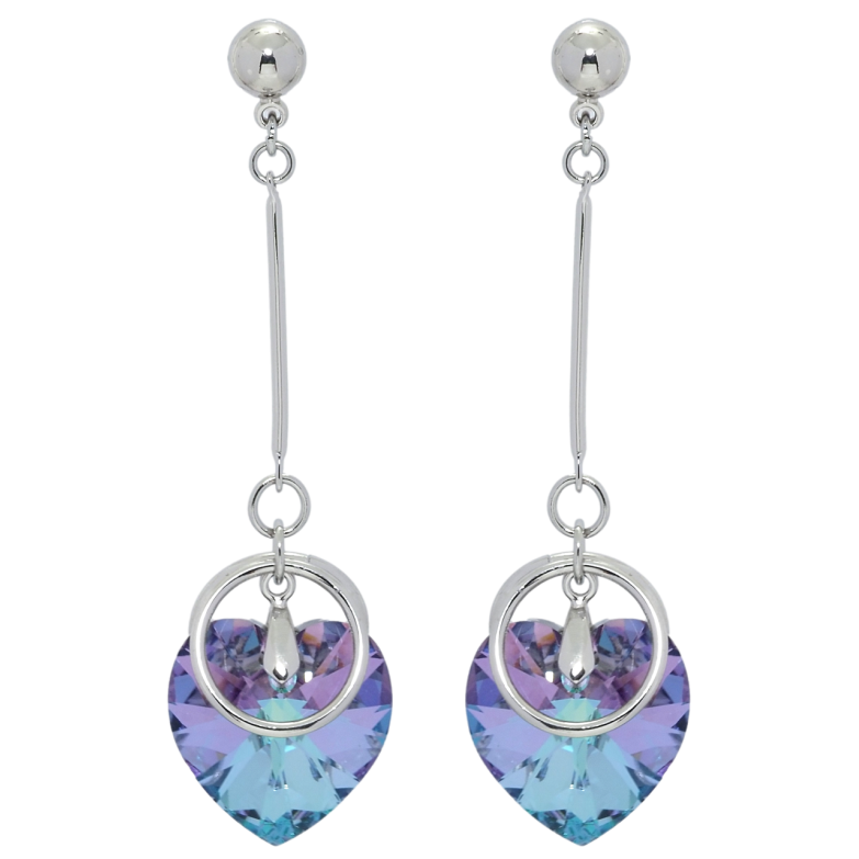 Сережки Xuping колір Родій з кристалами Swarovski пусети Підвіски з кристальними сердечками Paradise Shine фото №1