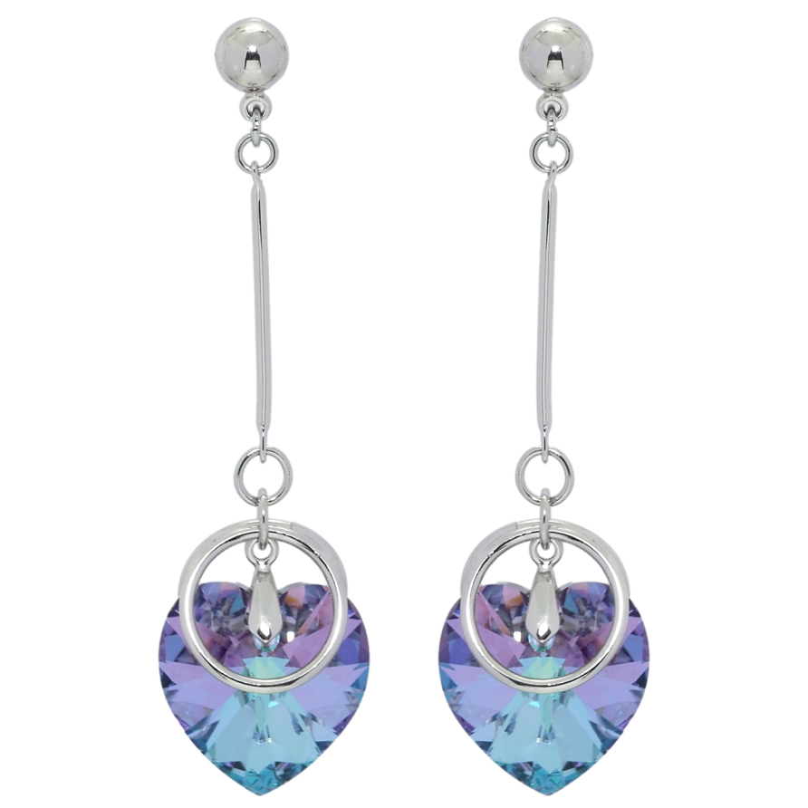 Сережки Xuping колір Родій з кристалами Swarovski пусети Підвіски з кристальними сердечками Paradise Shine фото №1