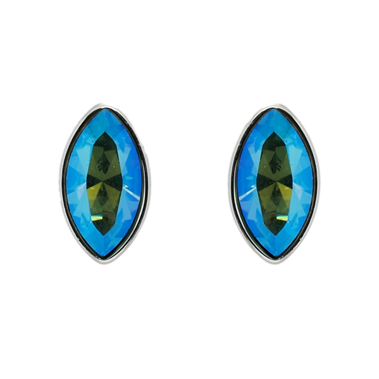 Сережки Xuping колір Родій з кристалами Swarovski пусети Кристал Army Green Delite 6х11мм фото №15