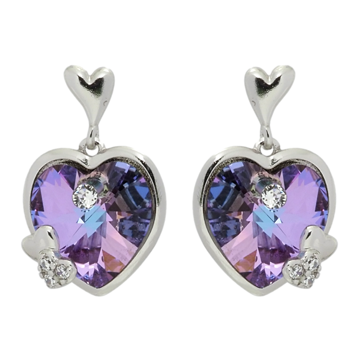 Сережки Xuping колір Родій з кристалами Swarovski пусети Кристальні серця Paradise Shine фото №13