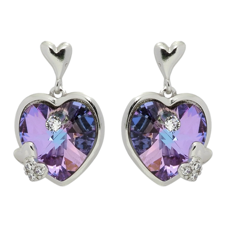 Сережки Xuping колір Родій з кристалами Swarovski пусети Кристальні серця Paradise Shine фото №1