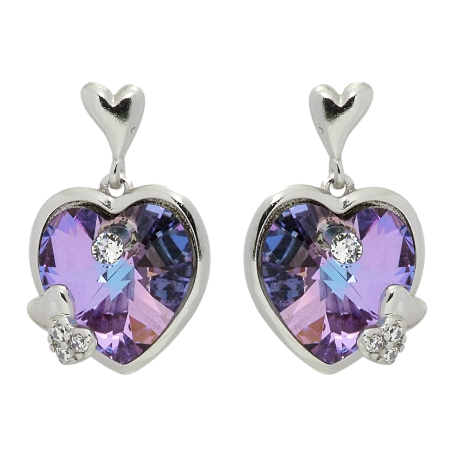 Сережки Xuping колір Родій з кристалами Swarovski пусети Кристальні серця Paradise Shine фото №1