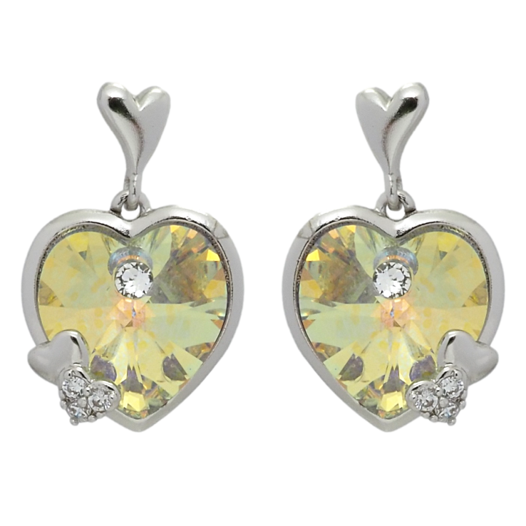 Сережки Xuping колір Родій з кристалами Swarovski пусети Кристальні серця Sunshine Delite фото №13