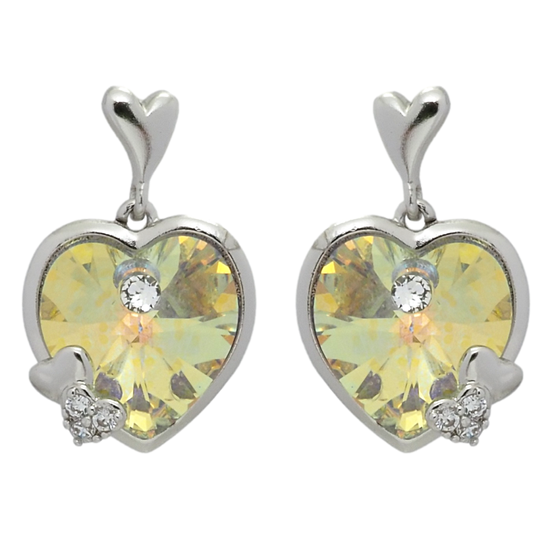 Сережки Xuping колір Родій з кристалами Swarovski пусети Кристальні серця Sunshine Delite фото №1
