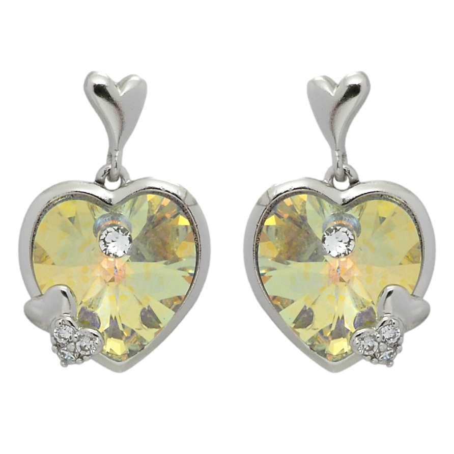 Сережки Xuping колір Родій з кристалами Swarovski пусети Кристальні серця Sunshine Delite фото №1