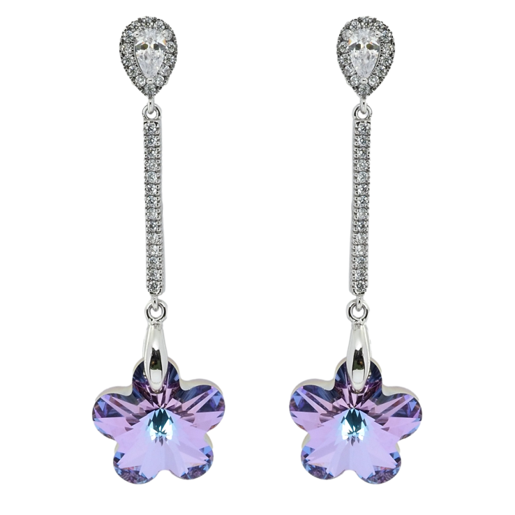 Сережки Xuping колір Родій з кристалами Swarovski пусети Підвіски з кристальними квіточками Paradise Shine фото №10