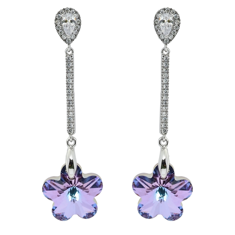 Сережки Xuping колір Родій з кристалами Swarovski пусети Підвіски з кристальними квіточками Paradise Shine фото №4