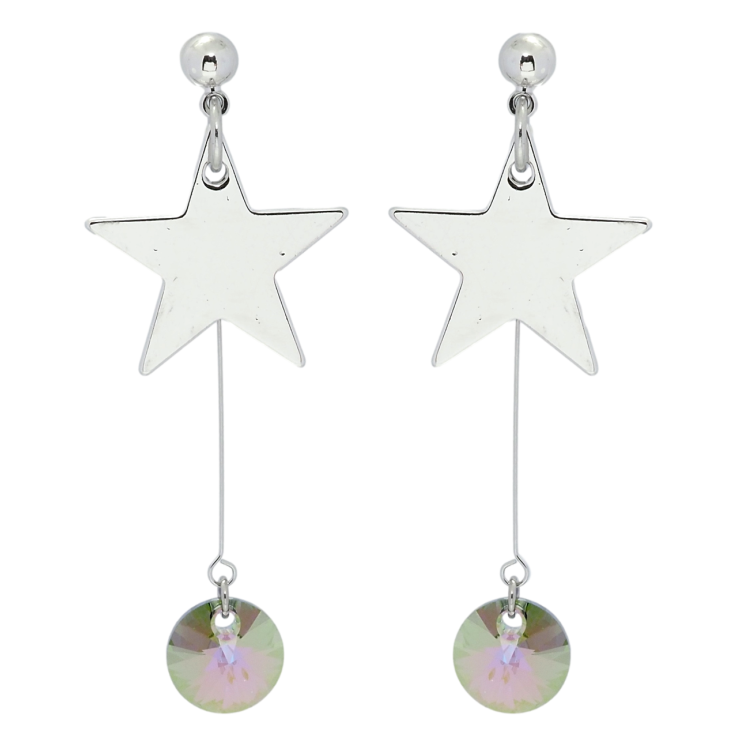 Сережки Xuping колір Родій з кристалами Swarovski пусети Підвіски з зірками та кристалами Vitrail Light фото №12