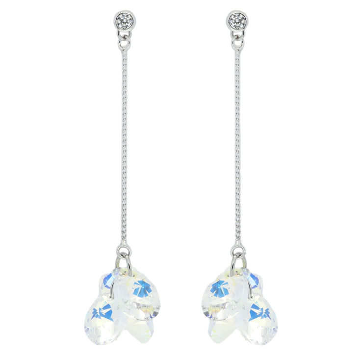 Сережки Xuping колір Родій з кристалами Swarovski пусети Підвіски з кристалами Shimmer фото №8