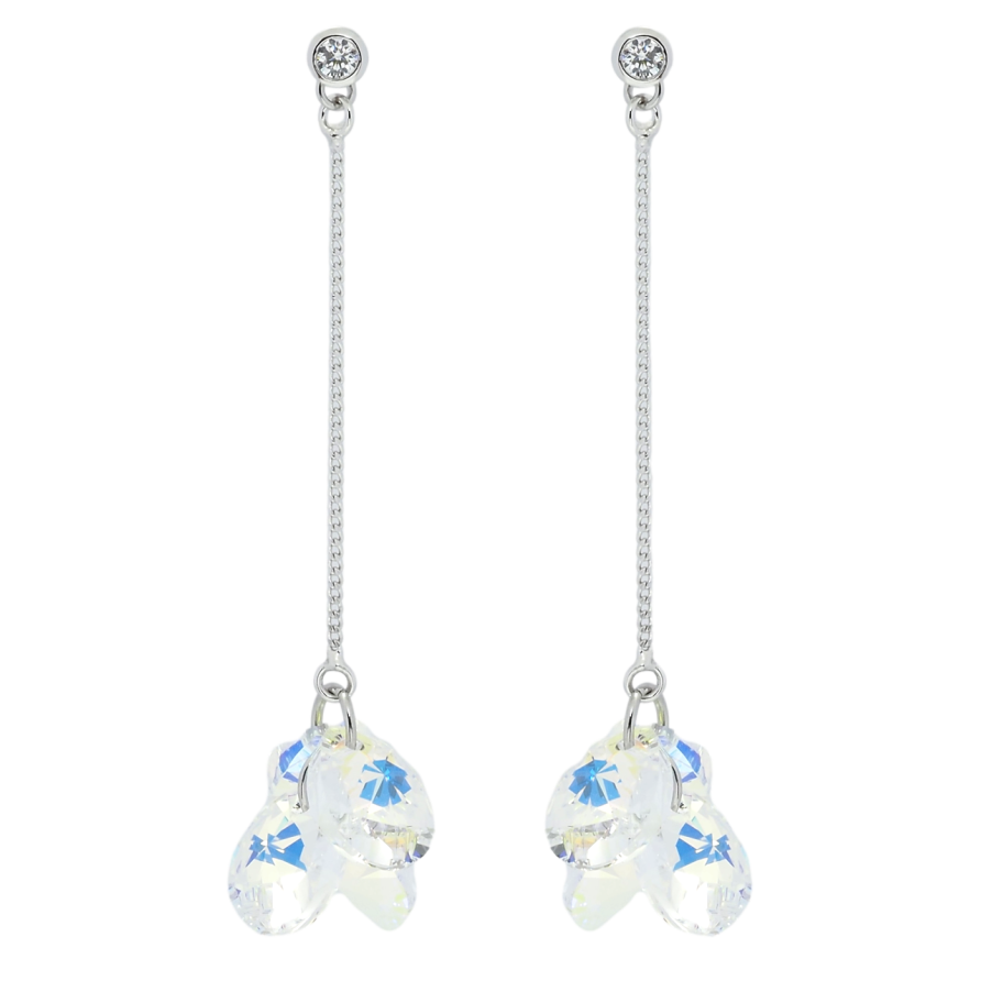 Сережки Xuping колір Родій з кристалами Swarovski пусети Підвіски з кристалами Shimmer фото №1