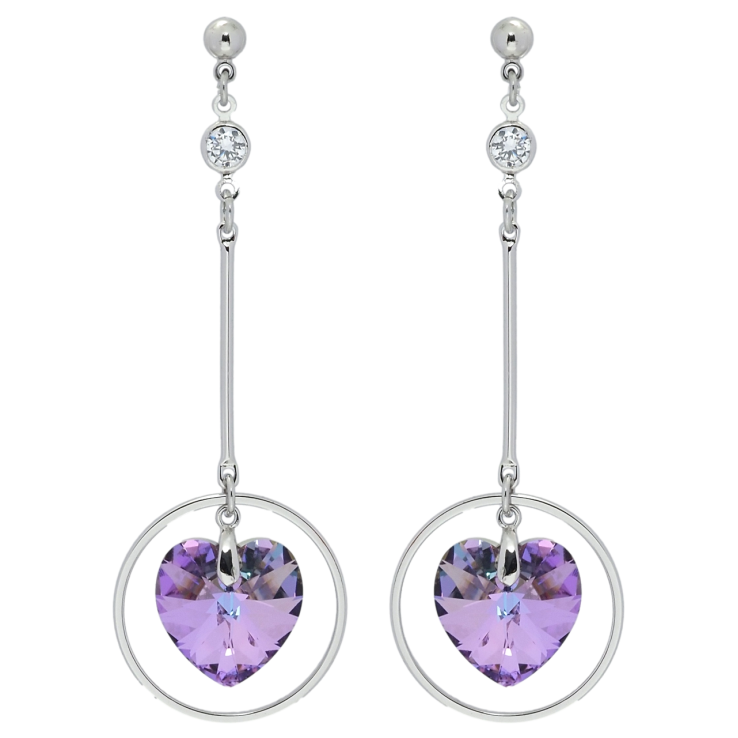 Сережки Xuping колір Родій з кристалами Swarovski пусети Підвіски з кристальними серцями Heliotrope фото №25