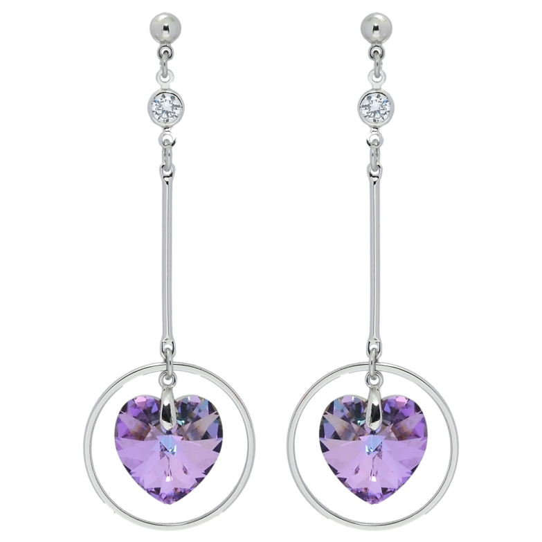 Сережки Xuping колір Родій з кристалами Swarovski пусети Підвіски з кристальними серцями Heliotrope фото №2