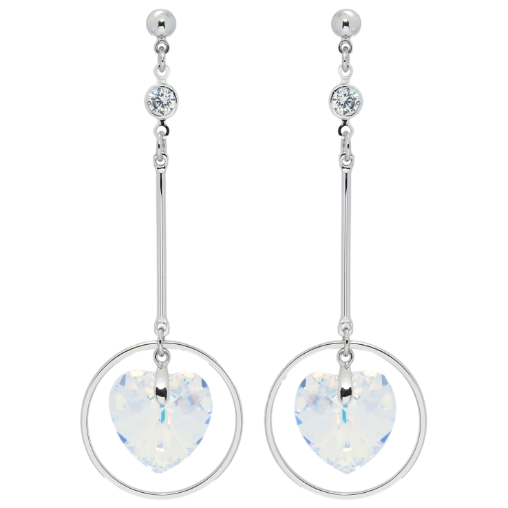 Сережки Xuping колір Родій з кристалами Swarovski пусети Підвіски з кристальними серцями Shimmer фото №9