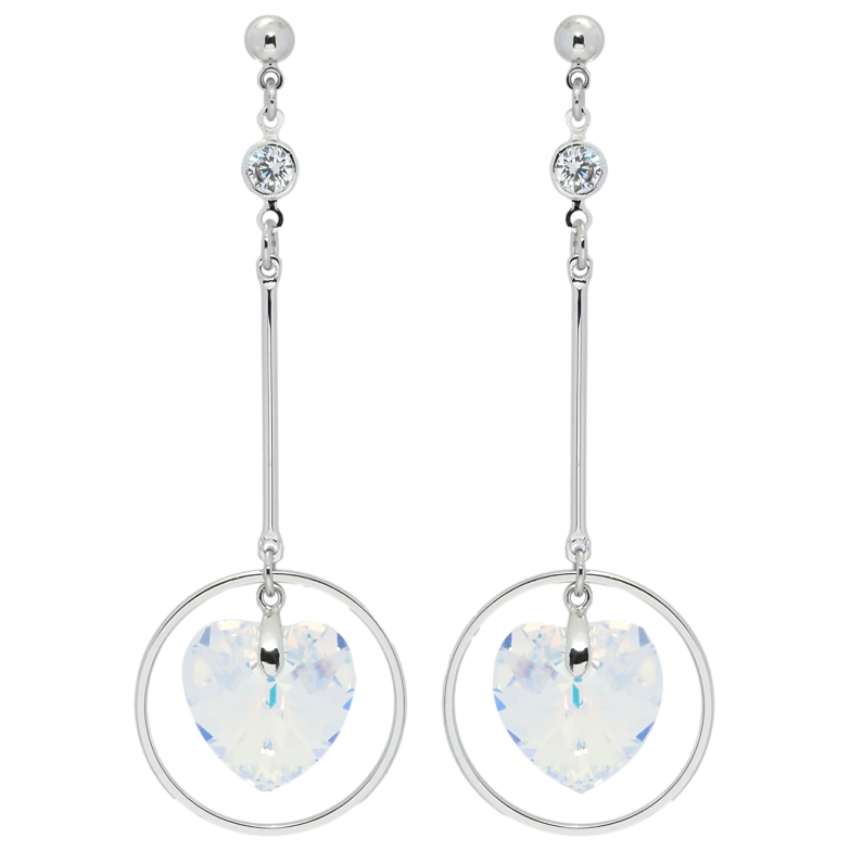 Сережки Xuping колір Родій з кристалами Swarovski пусети Підвіски з кристальними серцями Shimmer фото №1