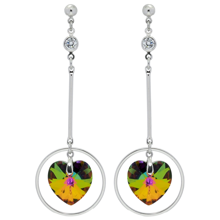 Сережки Xuping колір Родій з кристалами Swarovski пусети Підвіски з кристальними серцями Vitrail Medium фото №8