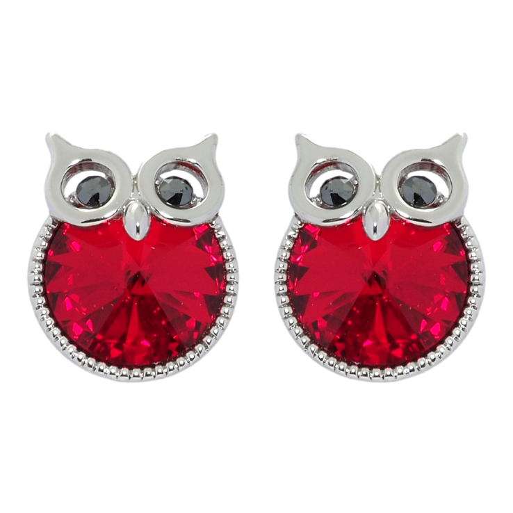 Сережки Xuping колір Родій з кристалами Swarovski пусети Сови з кристалом Siam фото №7