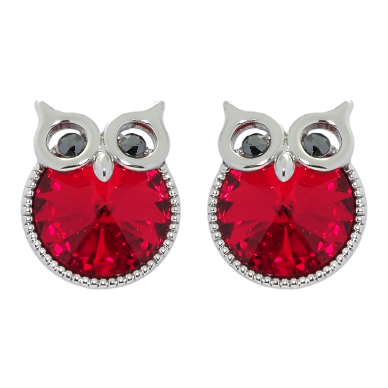 Сережки Xuping колір Родій з кристалами Swarovski пусети Сови з кристалом Siam фото №1