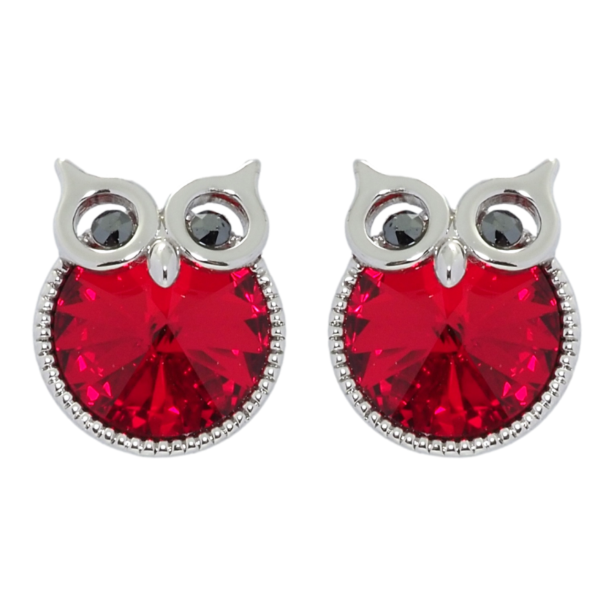 Сережки Xuping колір Родій з кристалами Swarovski пусети Сови з кристалом Siam фото №1