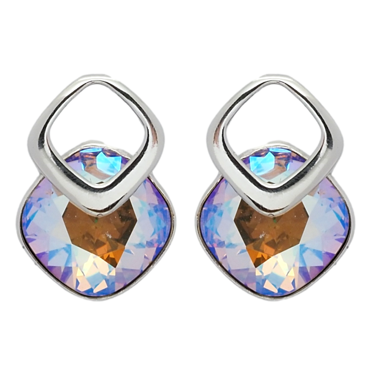 Сережки Xuping колір Родій з кристалами Swarovski пусети Ромби з кристалами Cappuccino Delite фото №19