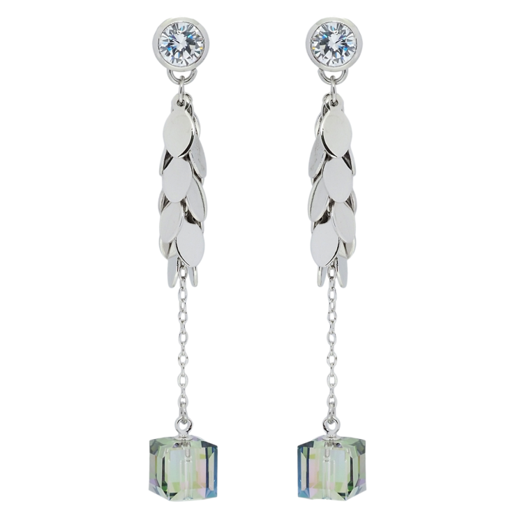 Сережки Xuping колір Родій з кристалами Swarovski пусети Підвіски з кубиками Vitrail Light фото №22