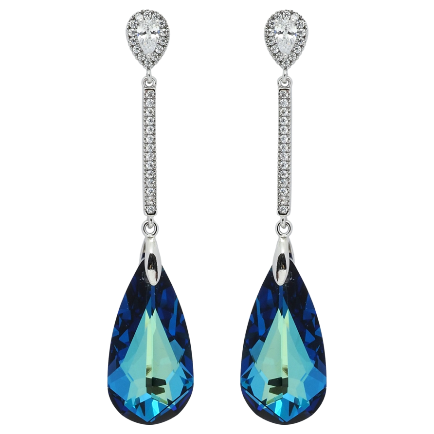 Серьги Xuping цвет Родий с кристаллами Swarovski пусеты Подвески с кристаллом Metallic Blue фото №1