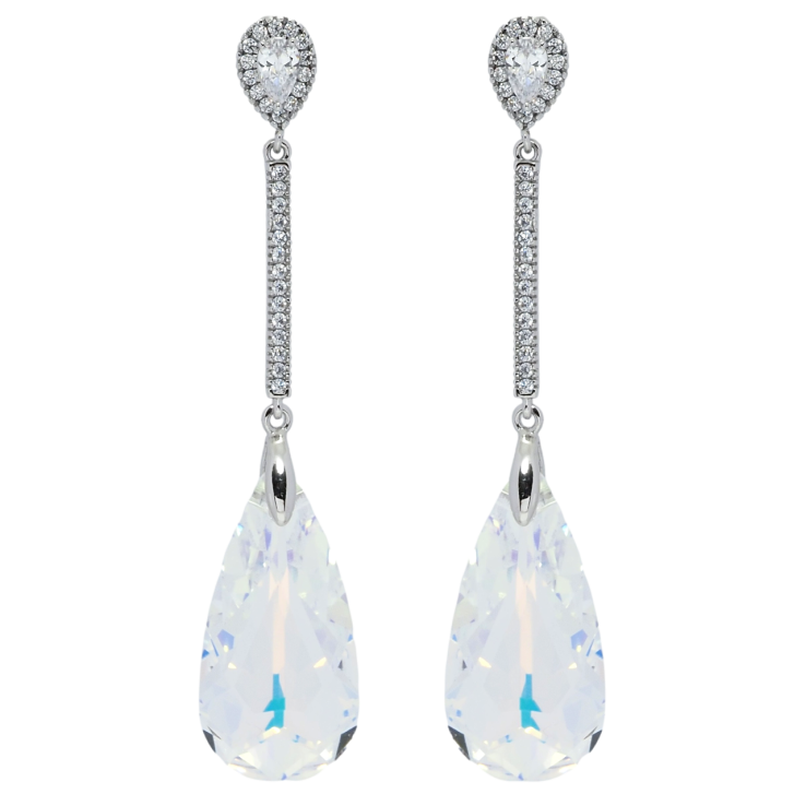 Сережки Xuping колір Родій з кристалами Swarovski пусети Підвіски з кристалом Shimmer фото №24