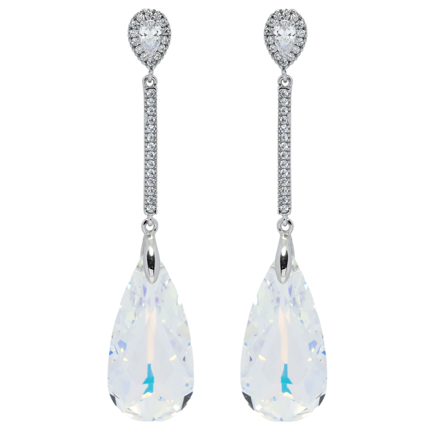 Сережки Xuping колір Родій з кристалами Swarovski пусети Підвіски з кристалом Shimmer фото №1