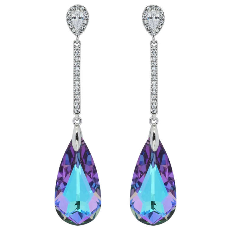 Серьги Xuping цвет Родий с кристаллами Swarovski пусеты Подвески с кристаллом Paradise Shine фото №1