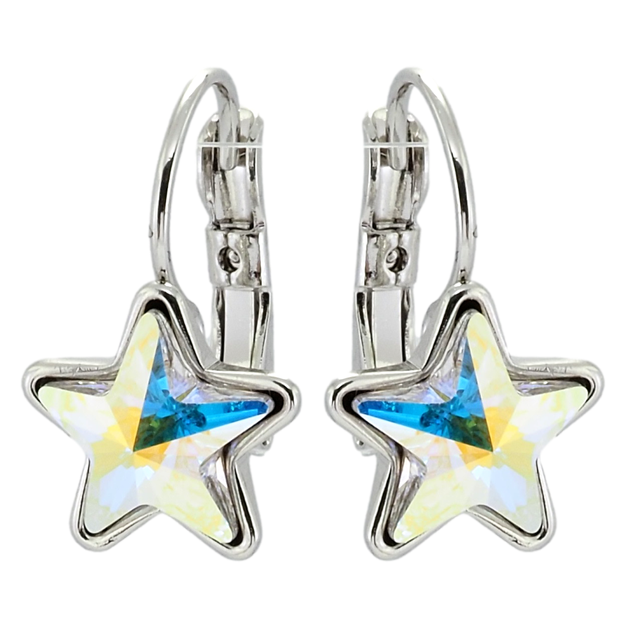 Сережки Xuping колір Родій з кристалами Swarovski французький замок Кристальні зірки АВ фото №1