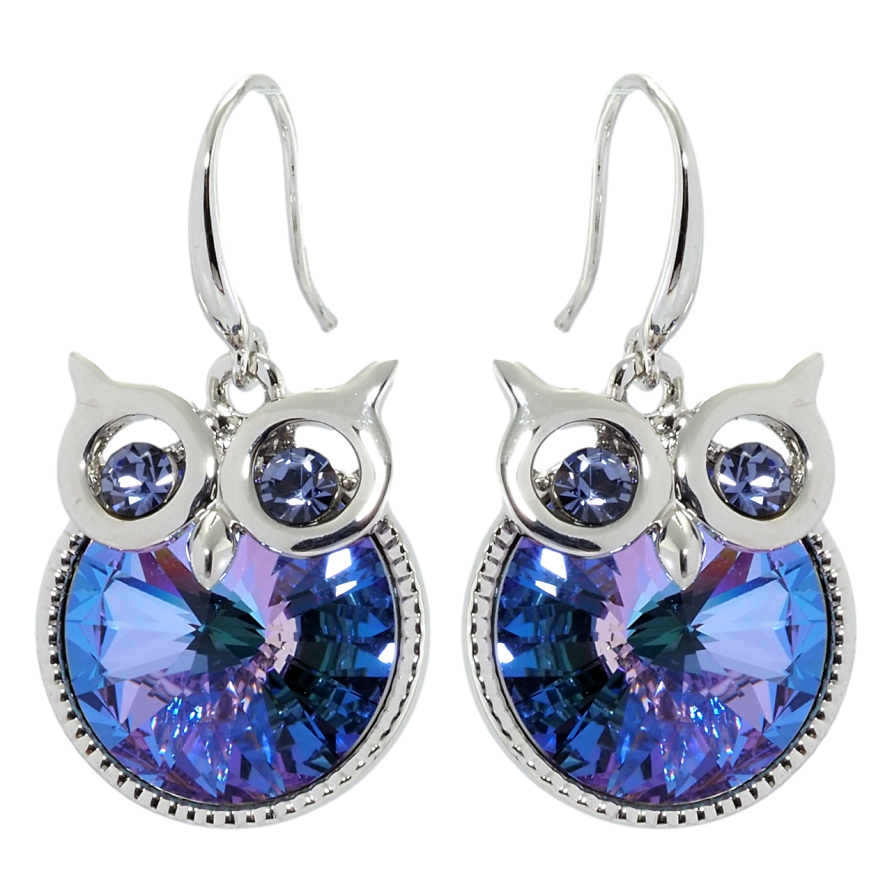 Сережки Xuping колір Родій з кристалами Swarovski французький замок Сови кристал Paradise Shine фото №1