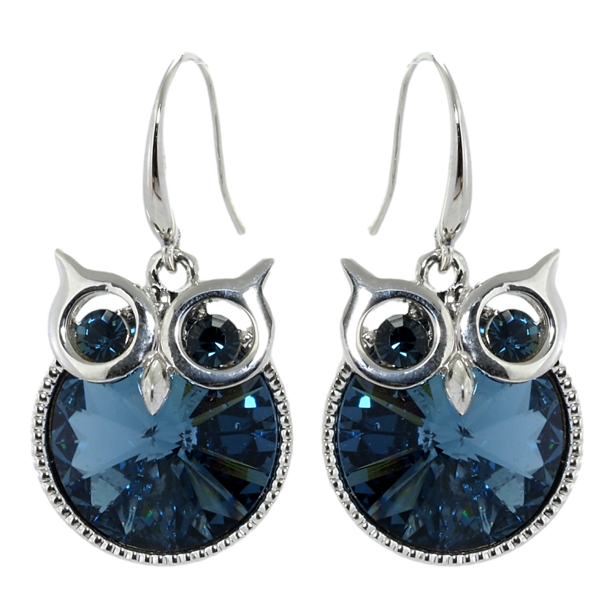 Сережки Xuping колір Родій з кристалами Swarovski французький замок Сови кристал Montana фото №1