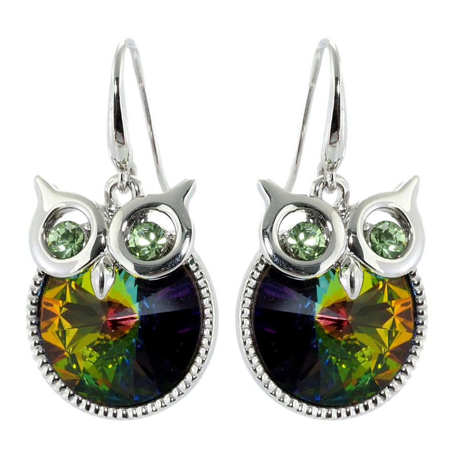 Сережки Xuping колір Родій з кристалами Swarovski французький замок Сови кристал Vitrail Medium фото №1