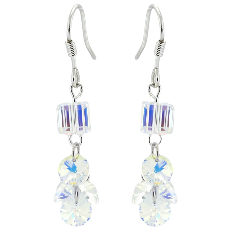 Сережки Xuping колір Родій з кристалами Swarovski французький замок Підвіски з кристалами Shimmer фото №6