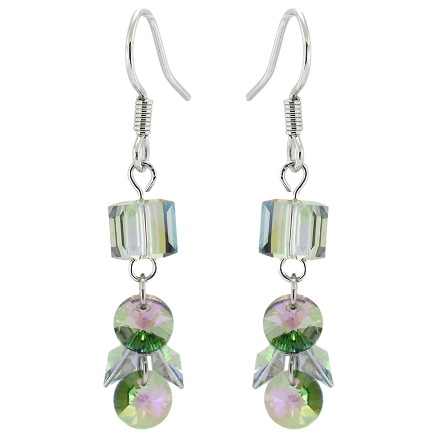 Сережки Xuping колір Родій з кристалами Swarovski французький замок Підвіски з кристалами Vitrail Light фото №1