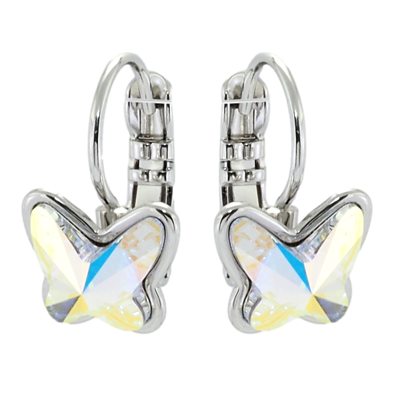Серьги Xuping цвет Родий с кристаллами Swarovski французский замок Кристальные бабочки АВ фото №1